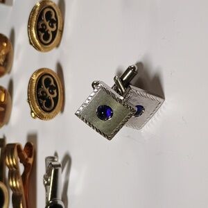 Men's Mixed Metal Cufflinks and Tie Bars Set - Gold & Silver